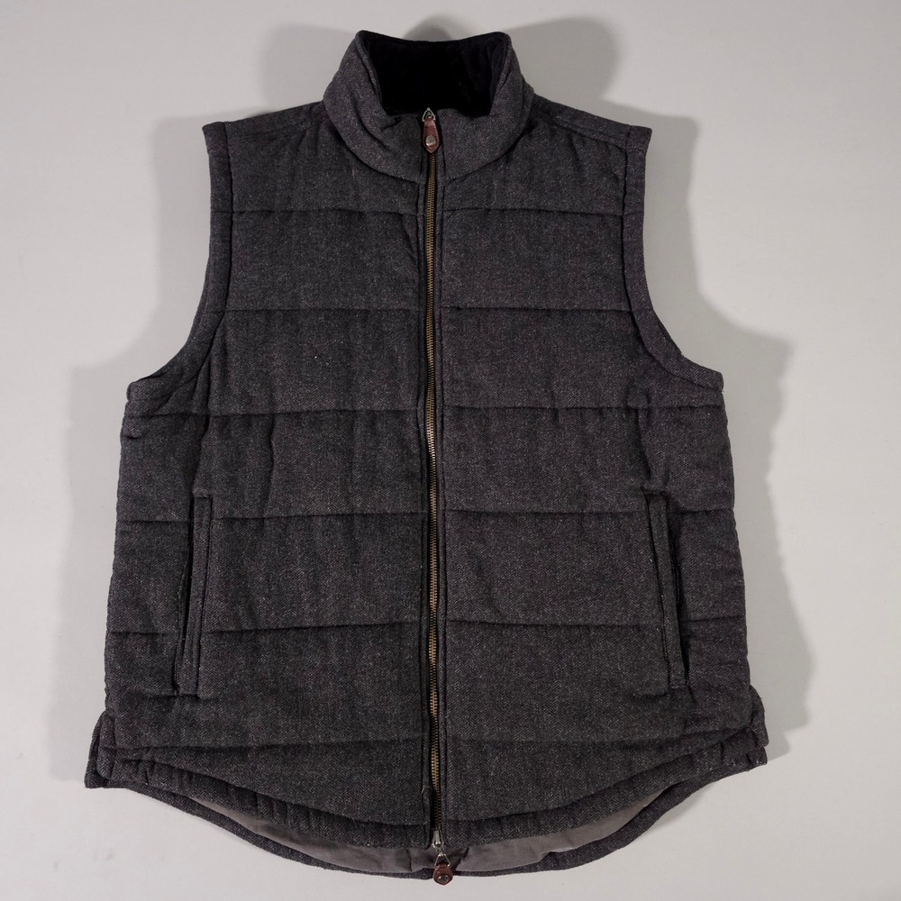 Mountain Khakis Archer Herringbone Vest Mens Large Gray Wool Blend Puffer
